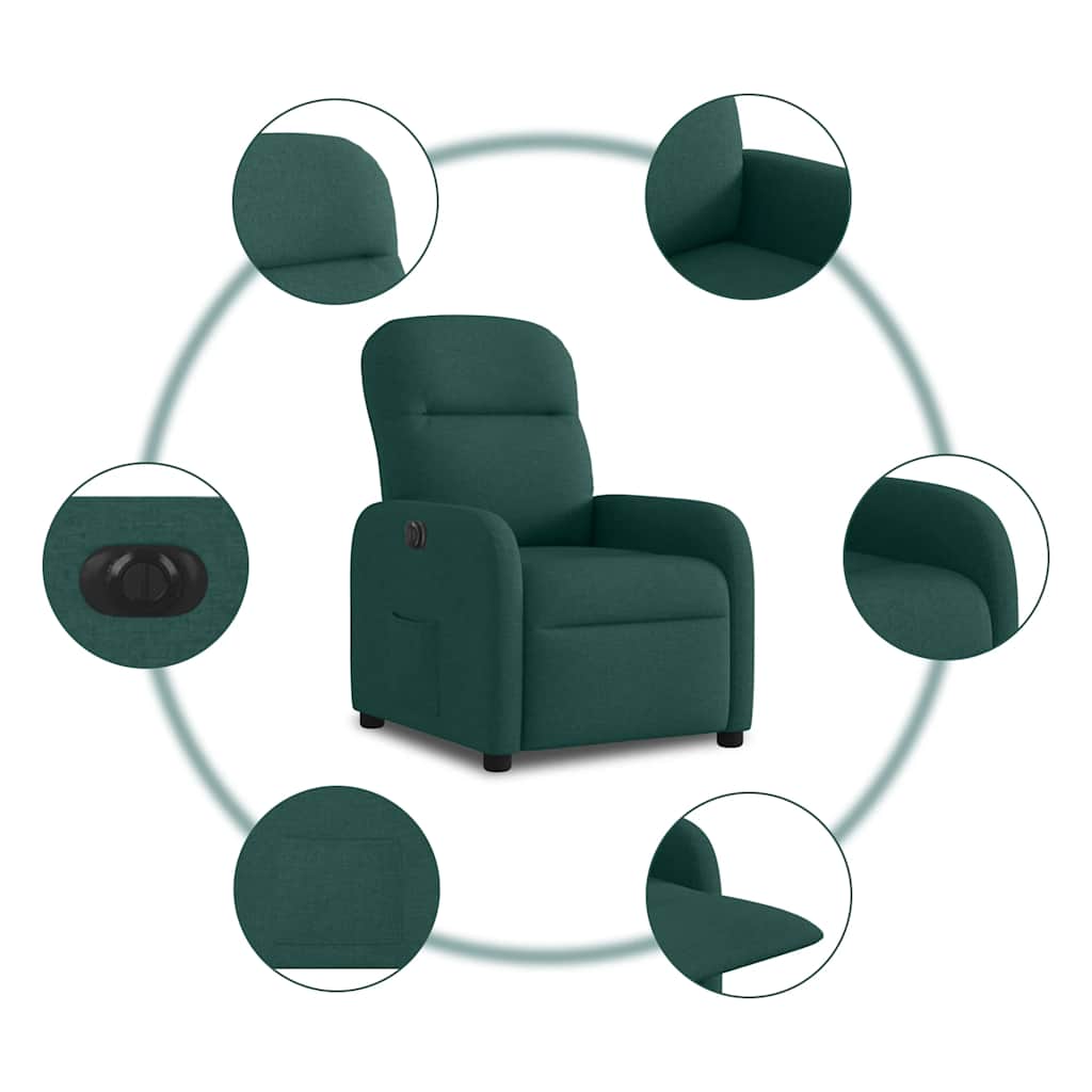 Fauteuil inclinable électrique Vert foncé Tissu - XIOS