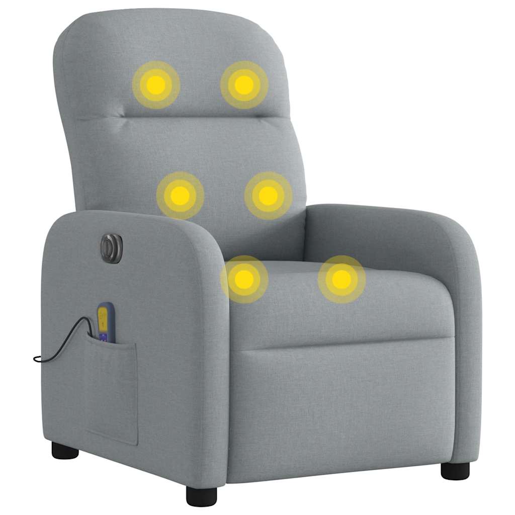 Fauteuil de massage inclinable électrique gris clair tissu - XIOS