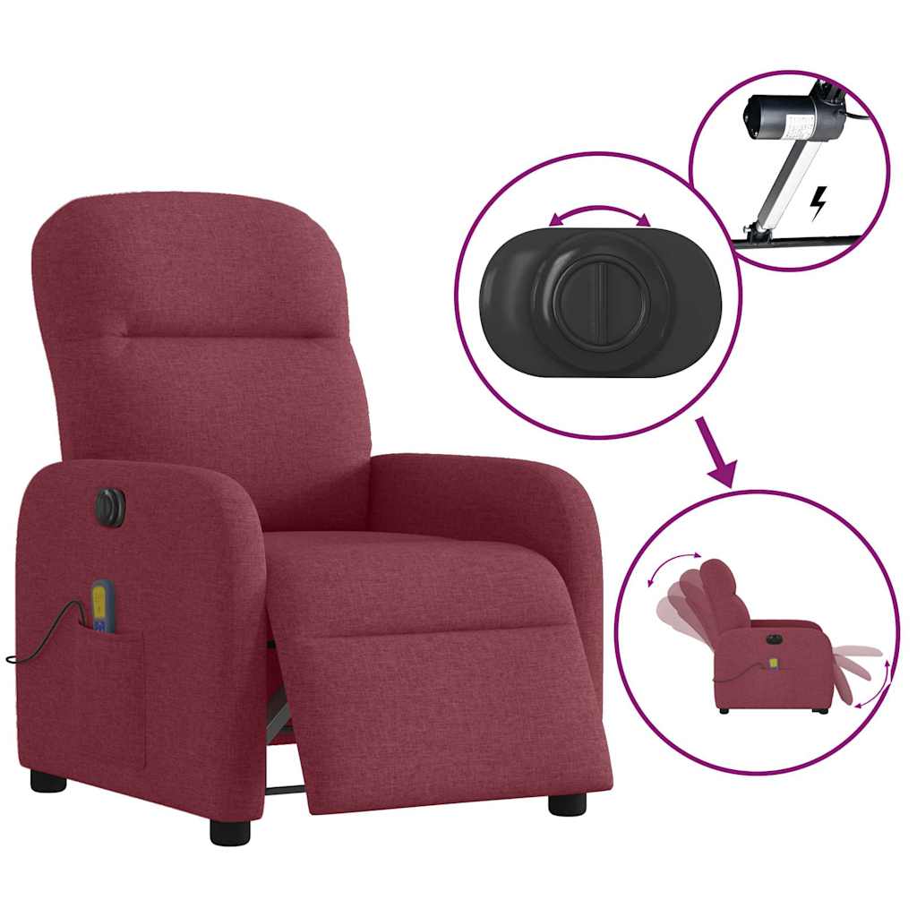 Fauteuil de massage inclinable électrique Rouge bordeaux Tissu - XIOS