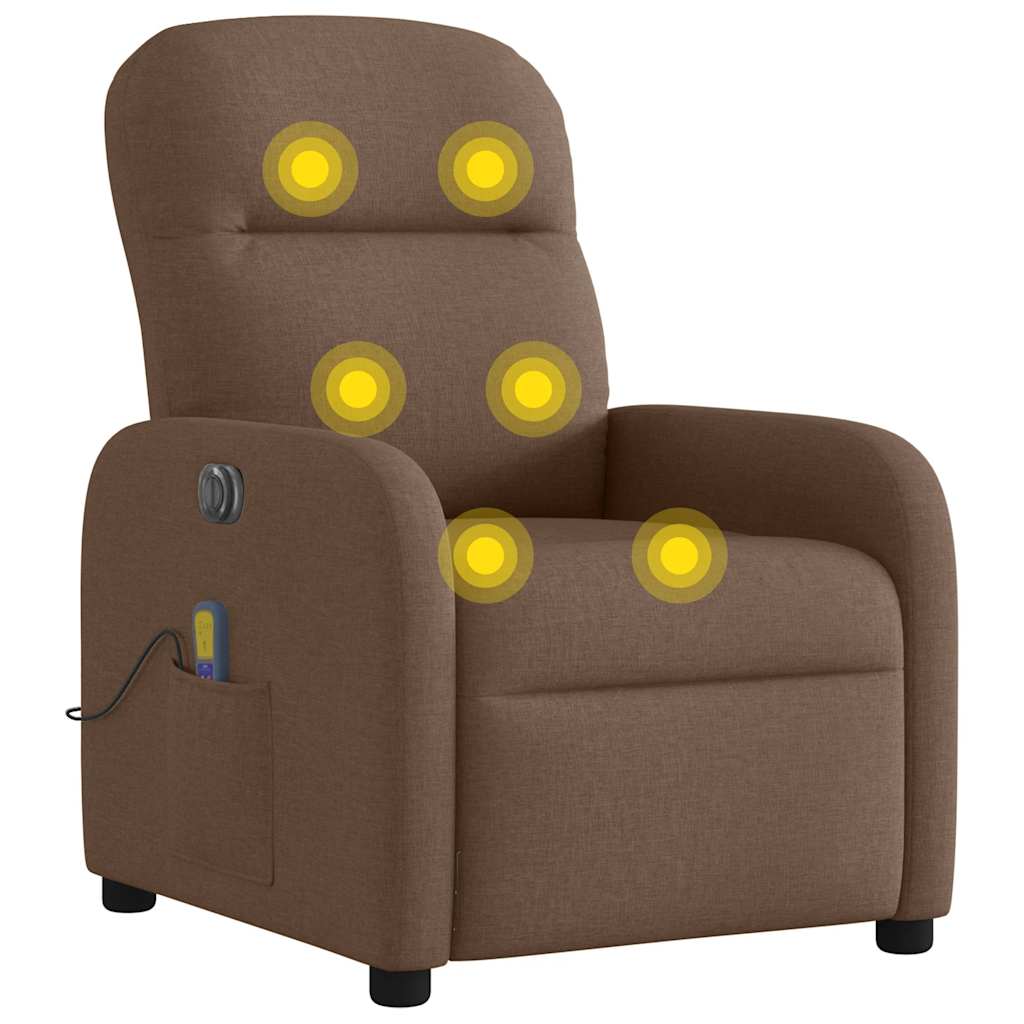 Fauteuil inclinable de massage électrique marron tissu - XIOS