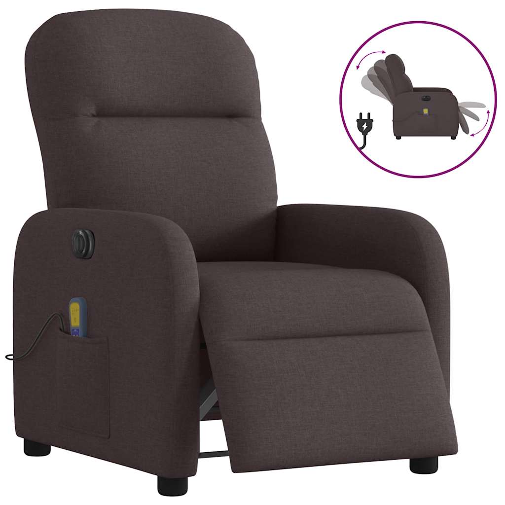 Fauteuil de massage inclinable électrique Marron foncé Tissu - XIOS