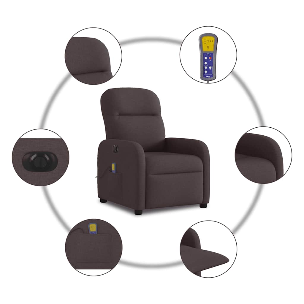 Fauteuil de massage inclinable électrique Marron foncé Tissu - XIOS