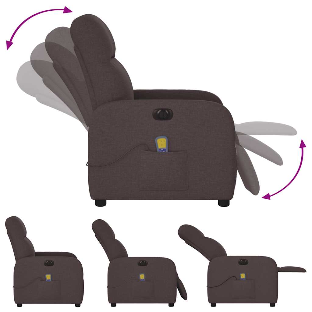 Fauteuil de massage inclinable électrique Marron foncé Tissu - XIOS