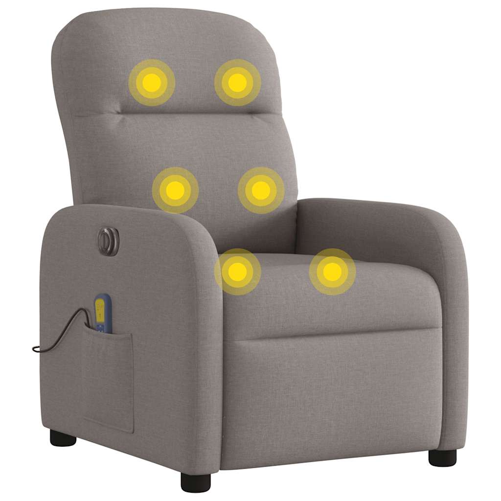 Fauteuil de massage inclinable électrique Taupe Tissu - XIOS