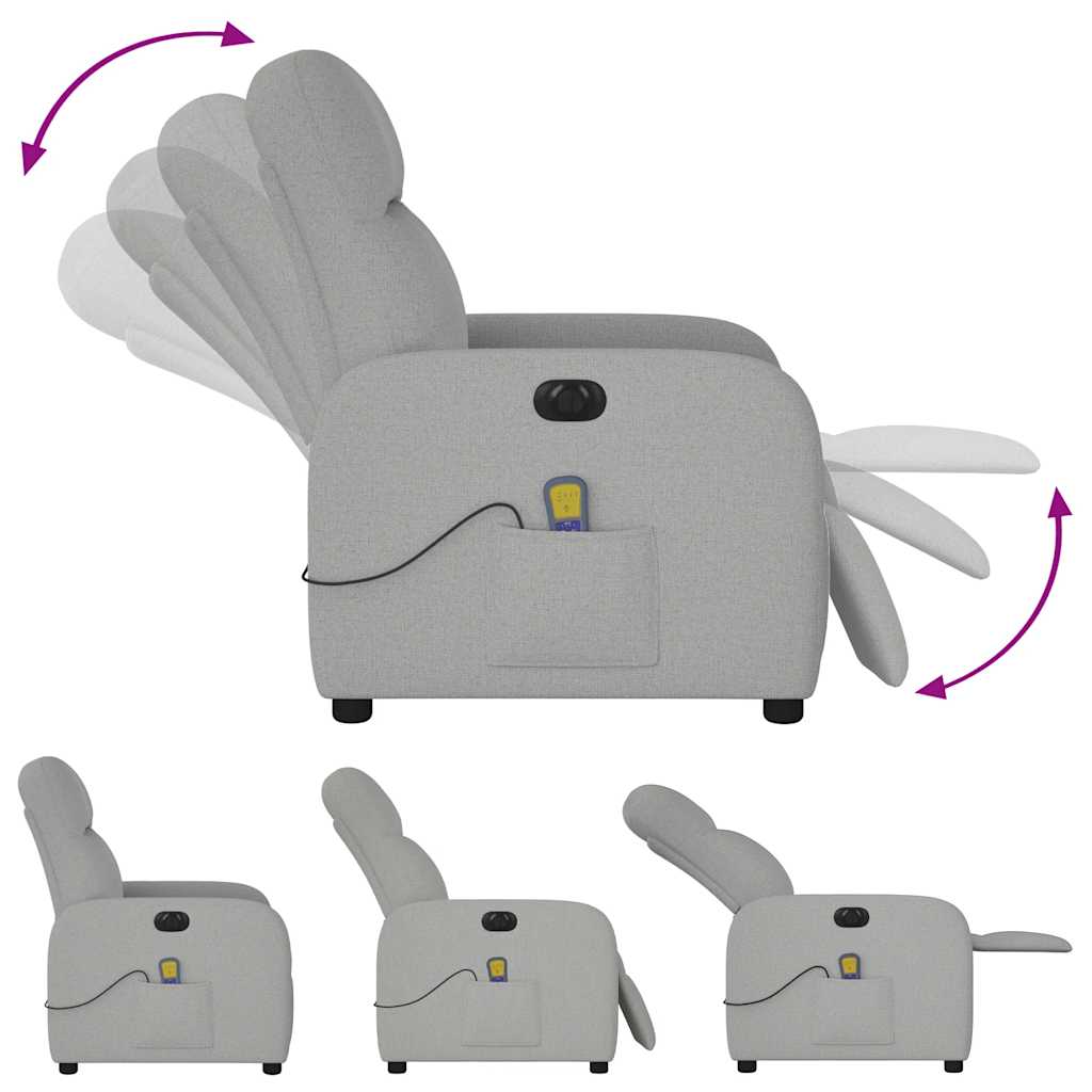 Fauteuil de massage inclinable électrique gris nuage tissu - XIOS