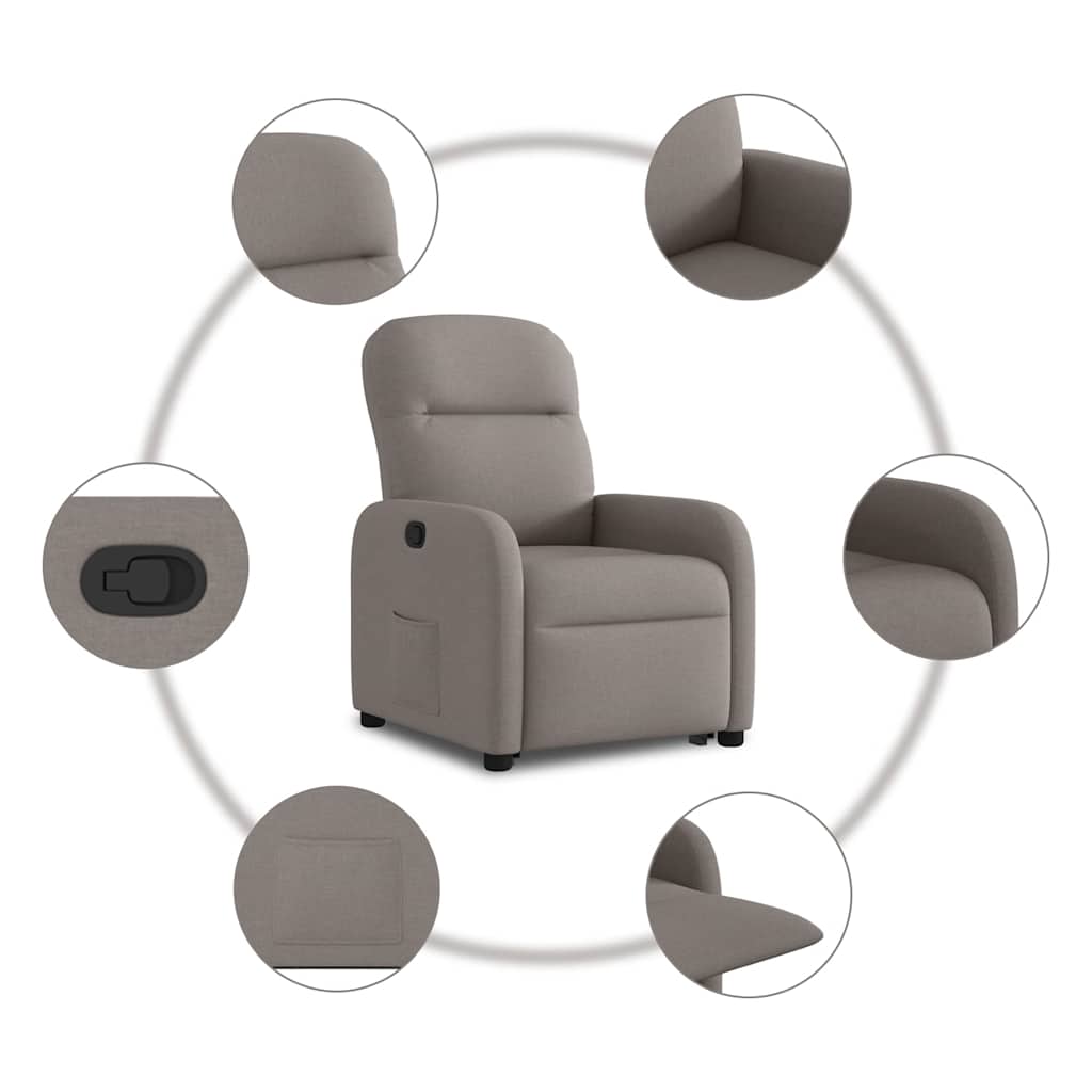 Fauteuil inclinable taupe tissu - XIOS