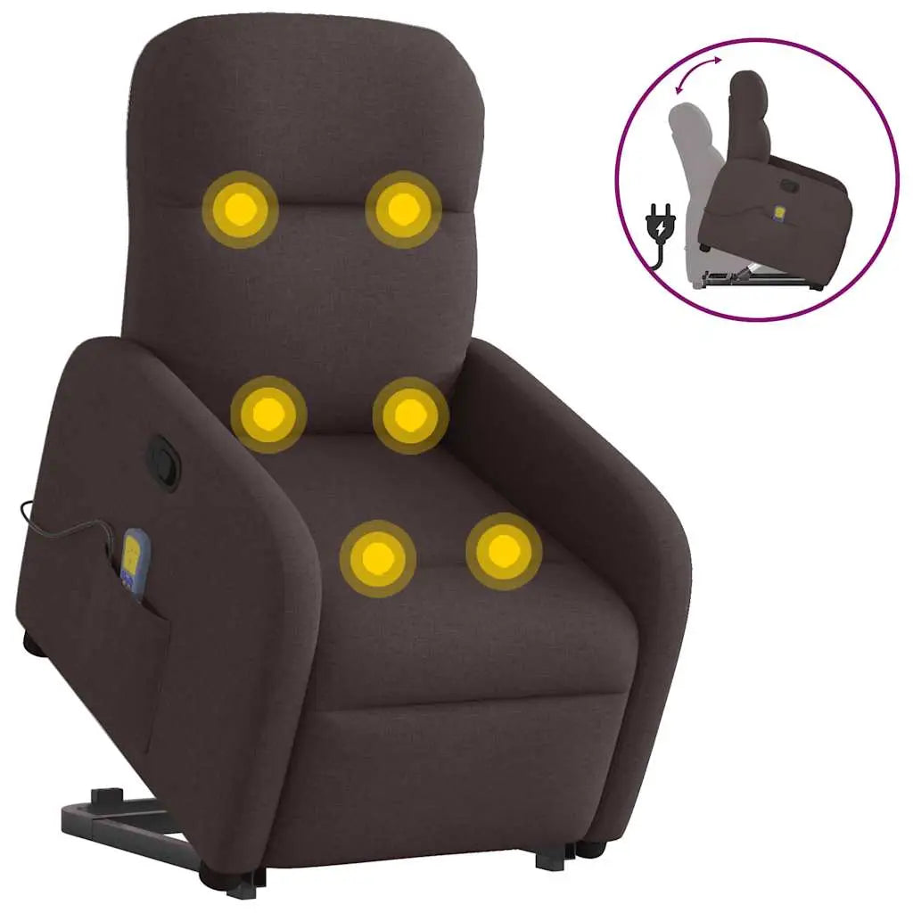 Fauteuil inclinable de massage Marron foncé Tissu - XIOS