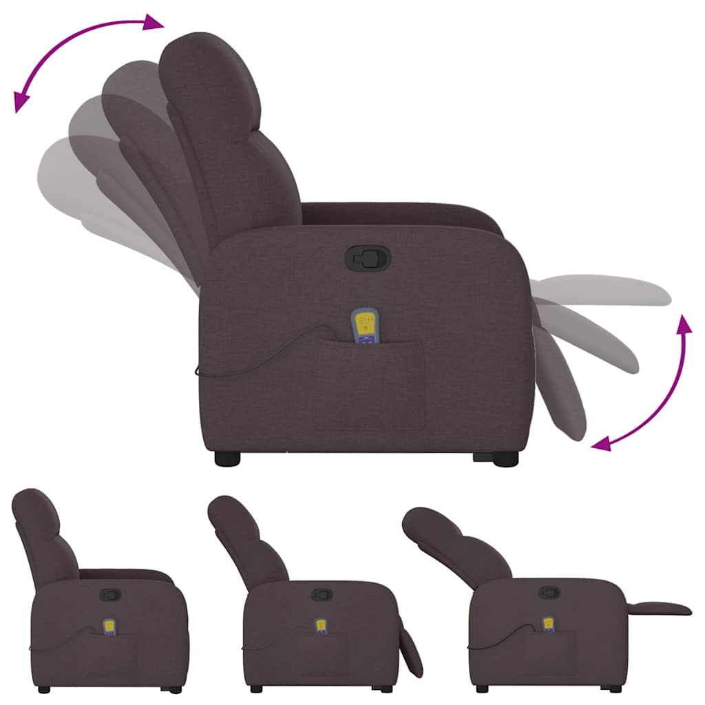 Fauteuil inclinable de massage Marron foncé Tissu - XIOS
