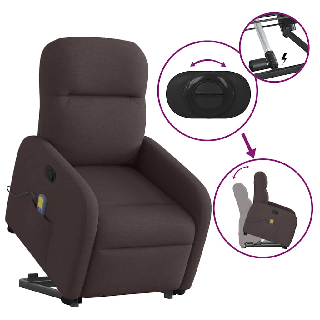 Fauteuil inclinable de massage Marron foncé Tissu - XIOS