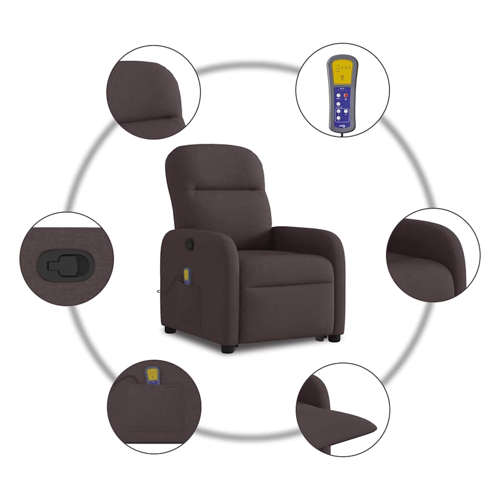 Fauteuil inclinable de massage Marron foncé Tissu - XIOS