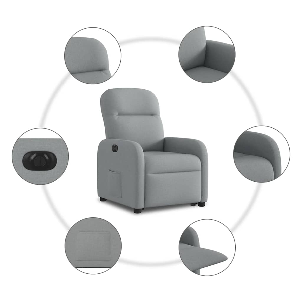Fauteuil inclinable électrique gris clair tissu - XIOS