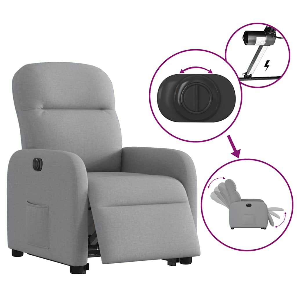 Fauteuil inclinable électrique gris clair tissu - XIOS