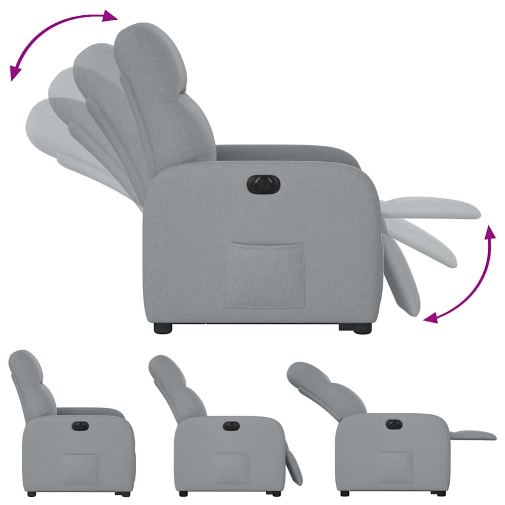 Fauteuil inclinable électrique gris clair tissu - XIOS