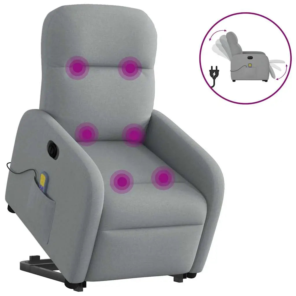 Fauteuil inclinable de massage électrique Gris clair Tissu - XIOS