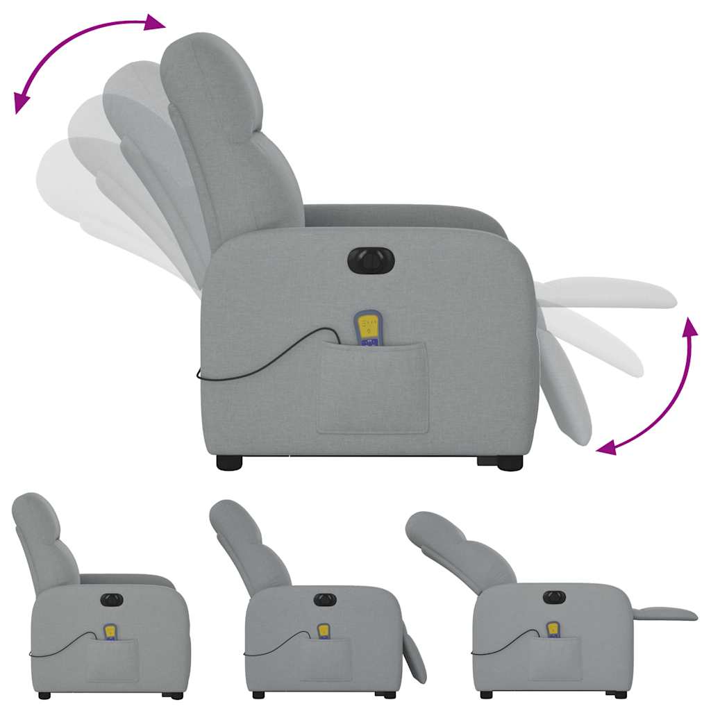 Fauteuil inclinable de massage électrique Gris clair Tissu - XIOS