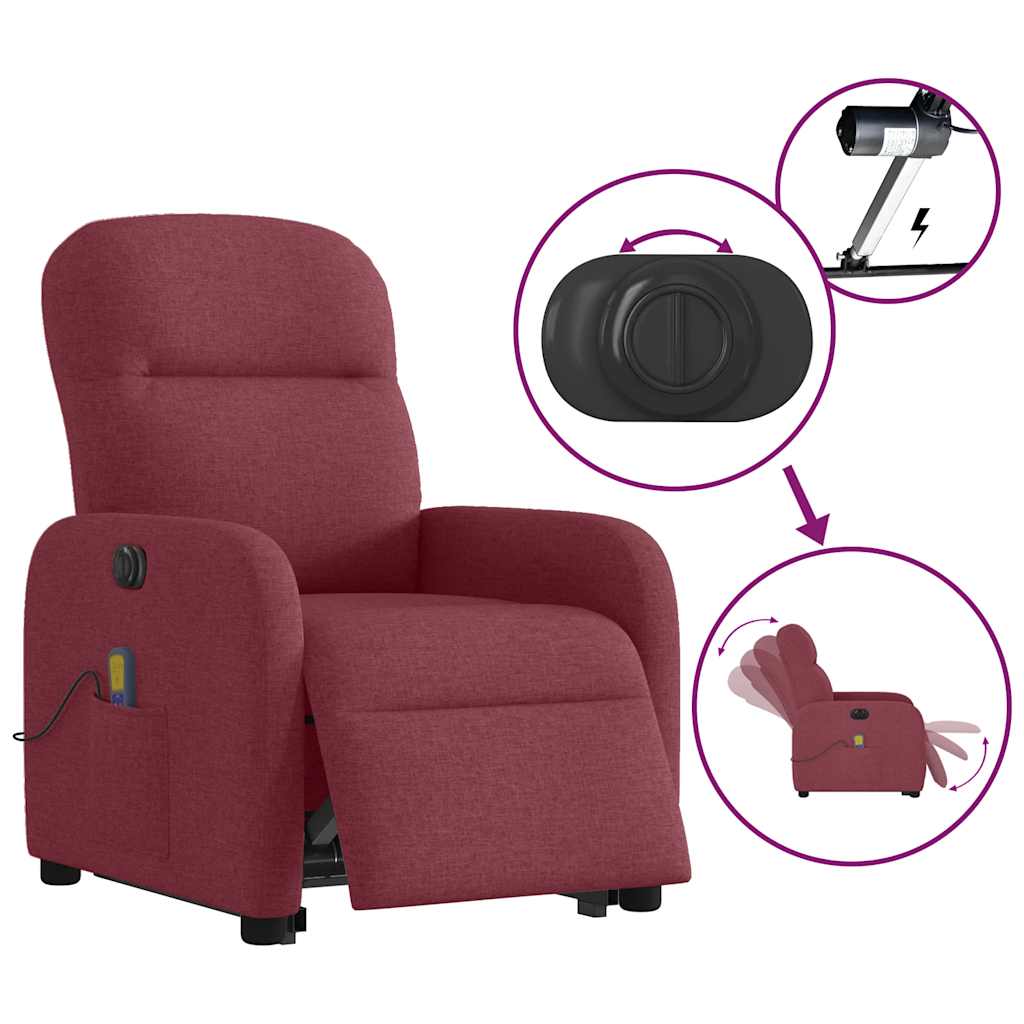 Fauteuil inclinable de massage électrique Rouge bordeaux Tissu - XIOS