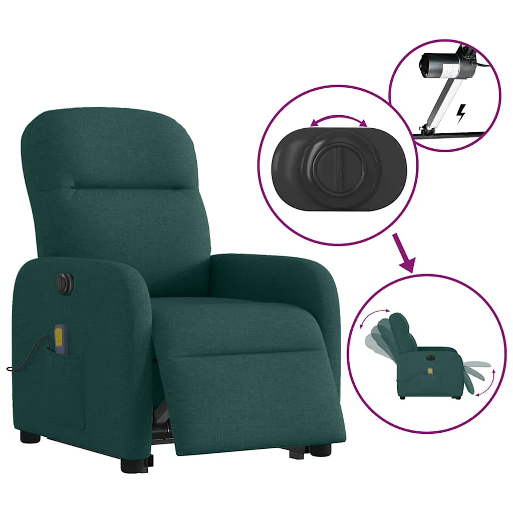 Fauteuil inclinable de massage électrique Vert foncé Tissu - XIOS