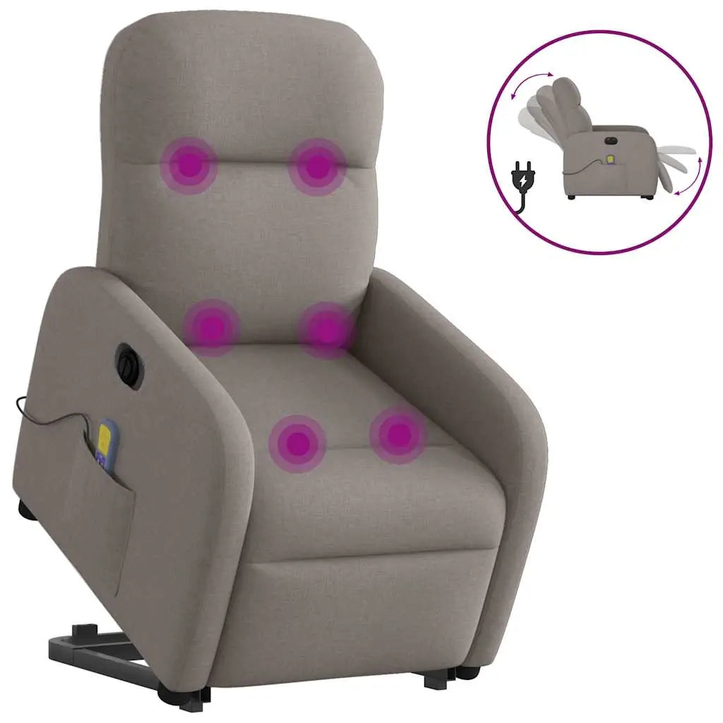 Fauteuil inclinable de massage électrique Taupe Tissu - XIOS
