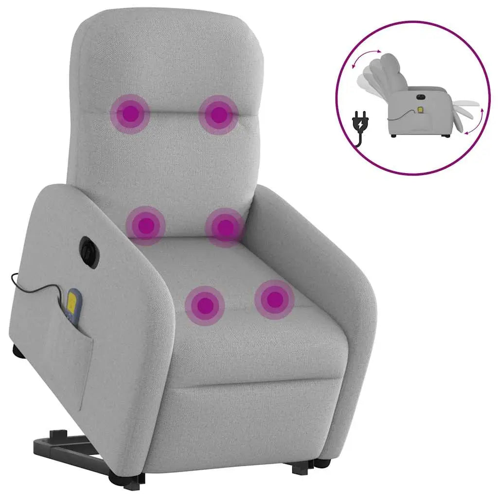 Fauteuil inclinable de massage électrique gris nuage tissu - XIOS
