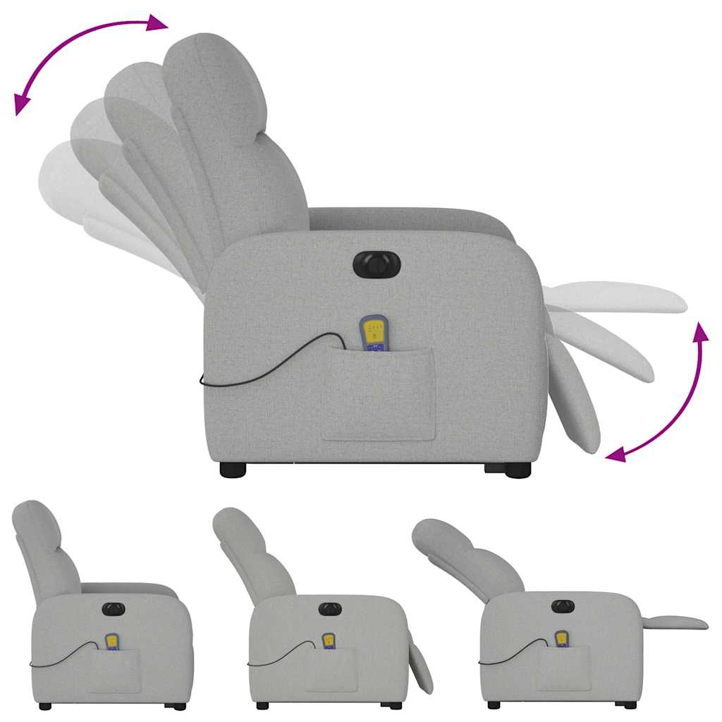 Fauteuil inclinable de massage électrique gris nuage tissu - XIOS