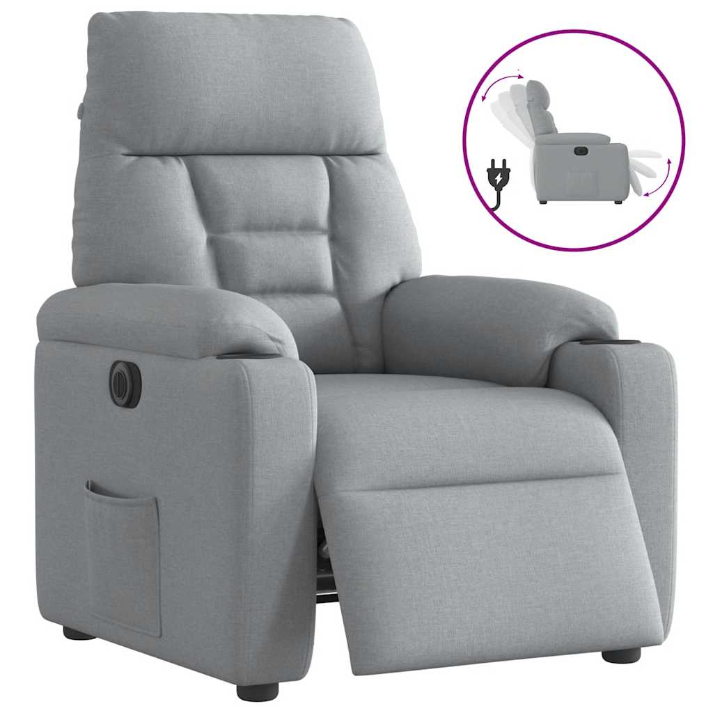 Fauteuil inclinable électrique Gris clair Tissu