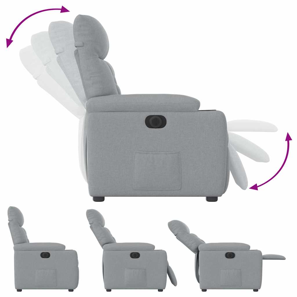 Fauteuil inclinable électrique Gris clair Tissu