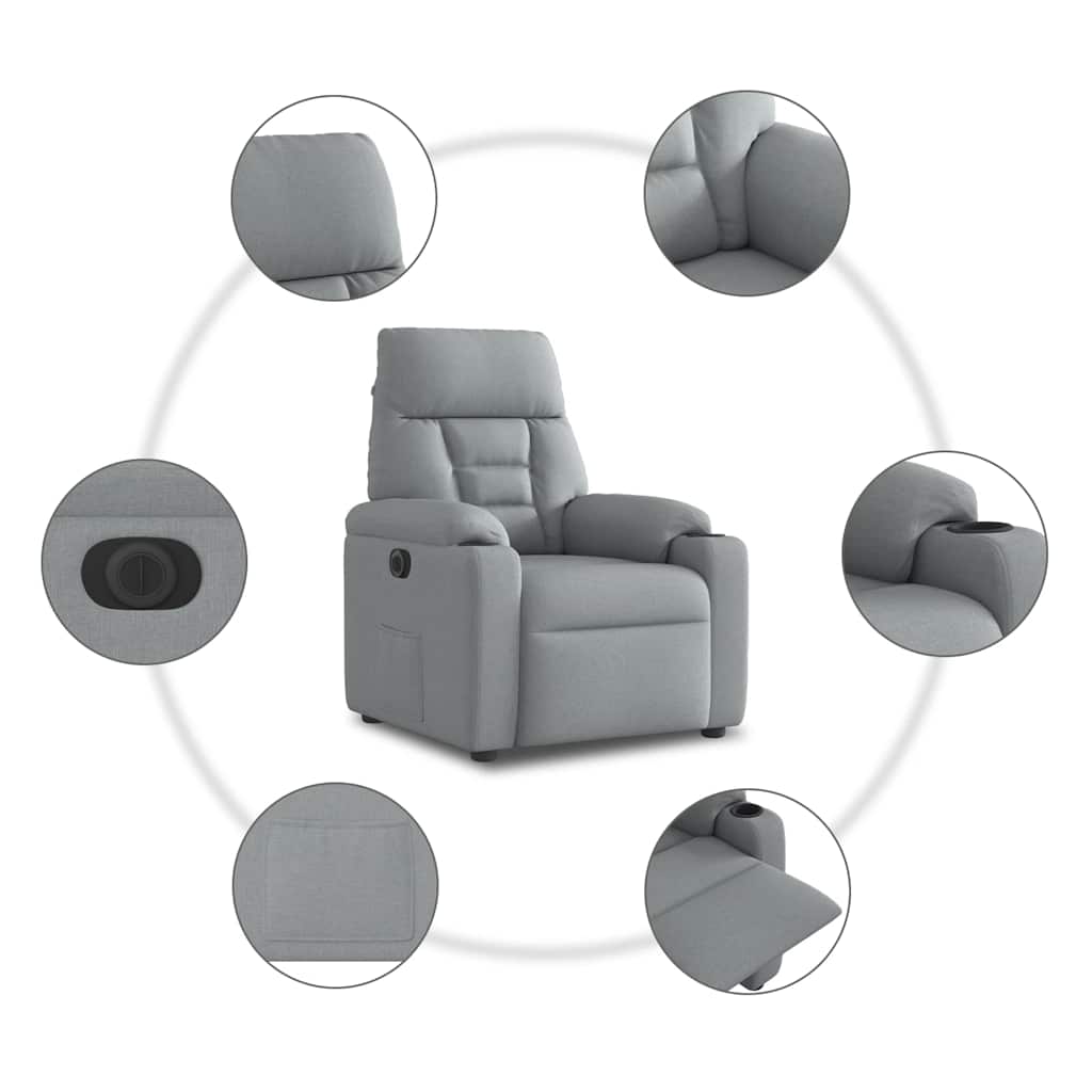 Fauteuil inclinable électrique Gris clair Tissu