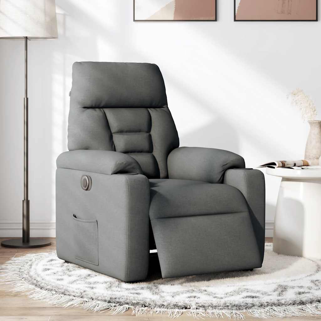Fauteuil inclinable électrique Gris foncé Tissu