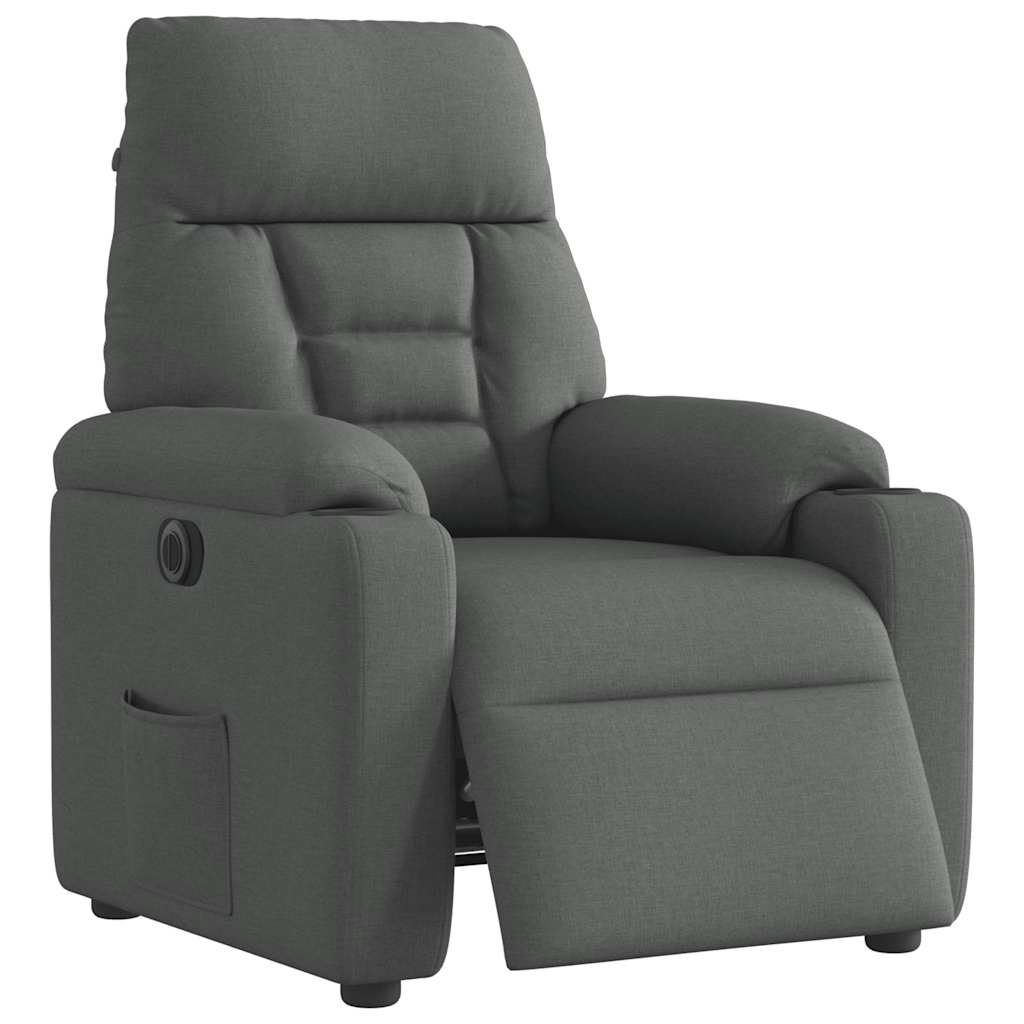 Fauteuil inclinable électrique Gris foncé Tissu
