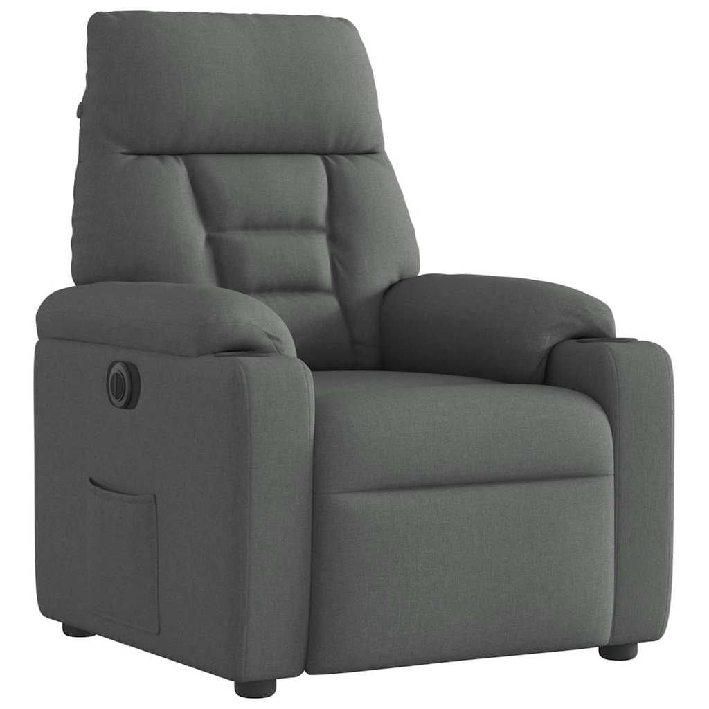 Fauteuil inclinable électrique Gris foncé Tissu
