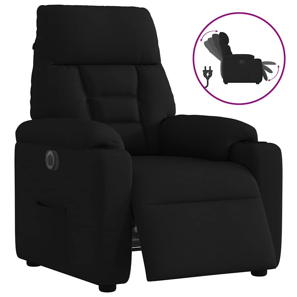 Fauteuil inclinable électrique Noir Tissu