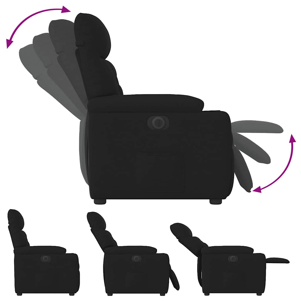 Fauteuil inclinable électrique Noir Tissu