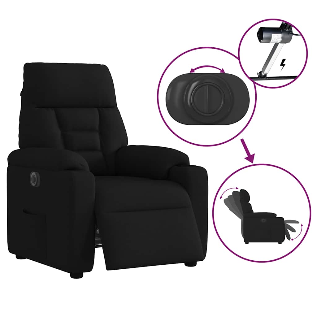 Fauteuil inclinable électrique Noir Tissu