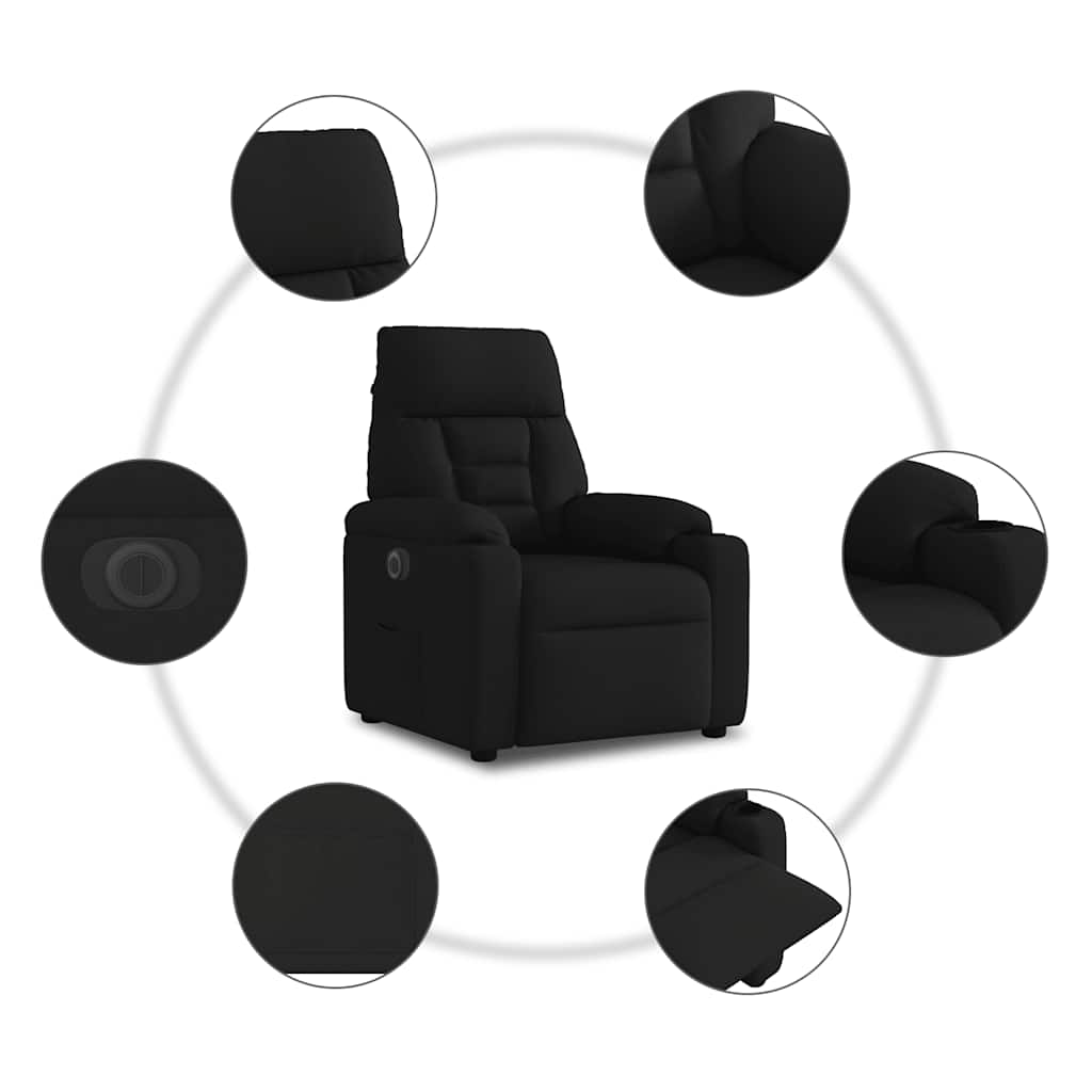 Fauteuil inclinable électrique Noir Tissu