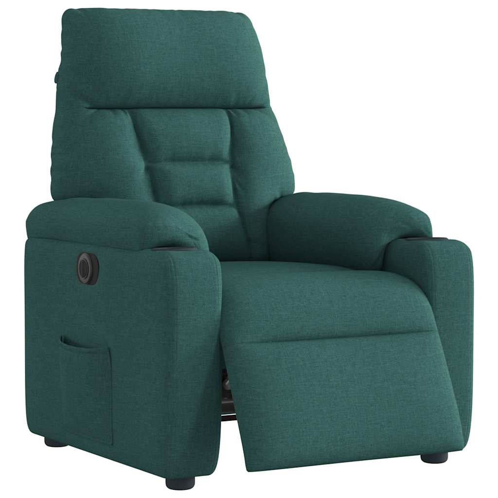 Fauteuil inclinable électrique Vert foncé Tissu