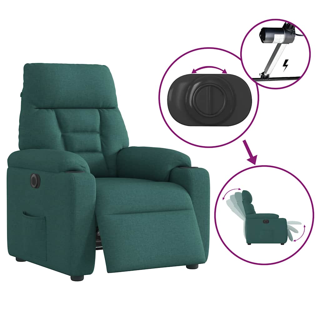 Fauteuil inclinable électrique Vert foncé Tissu