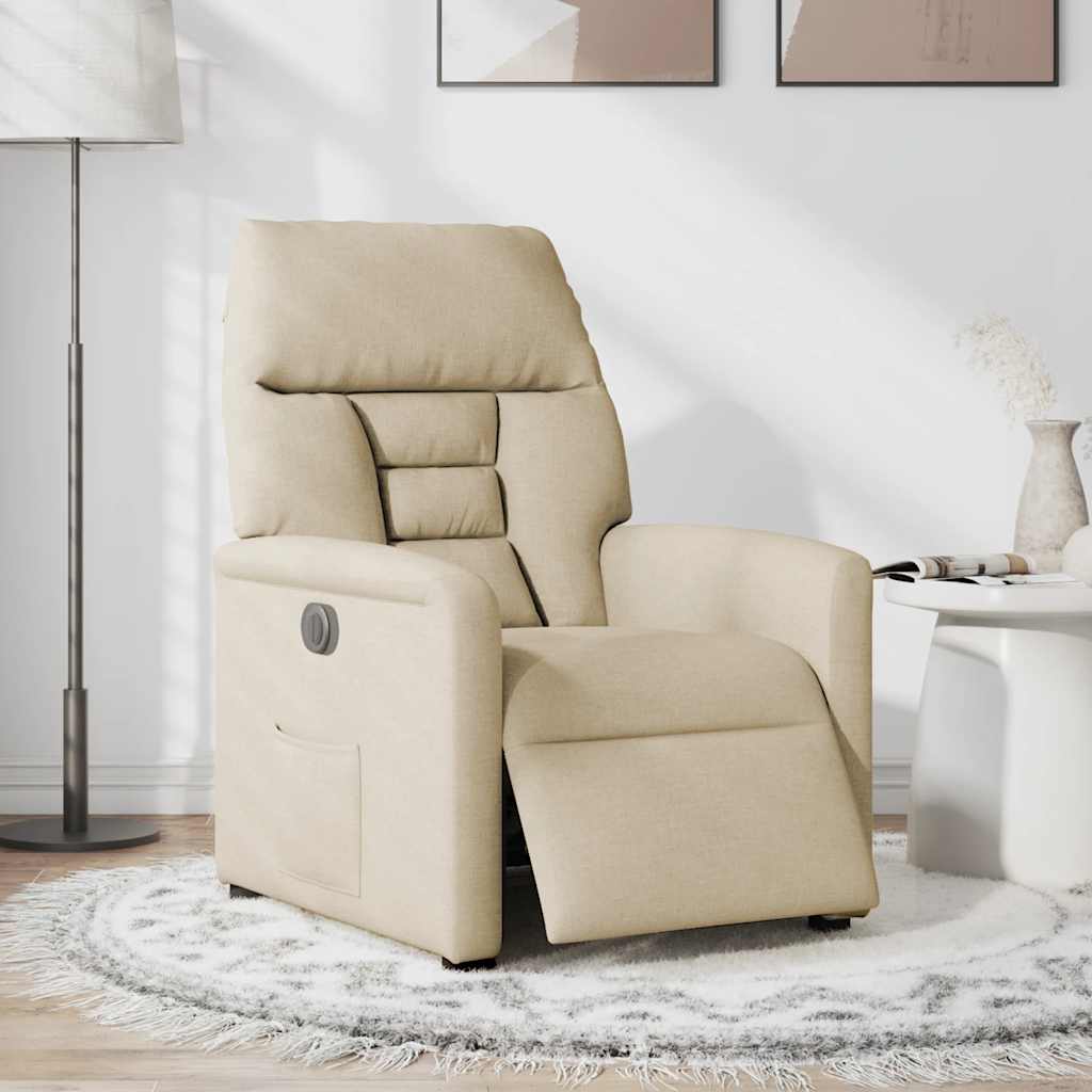 Fauteuil inclinable électrique Crème Tissu - XIOS