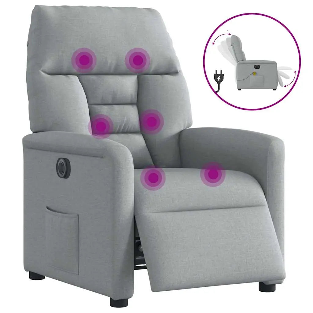 Fauteuil de massage inclinable électrique gris clair tissu - XIOS