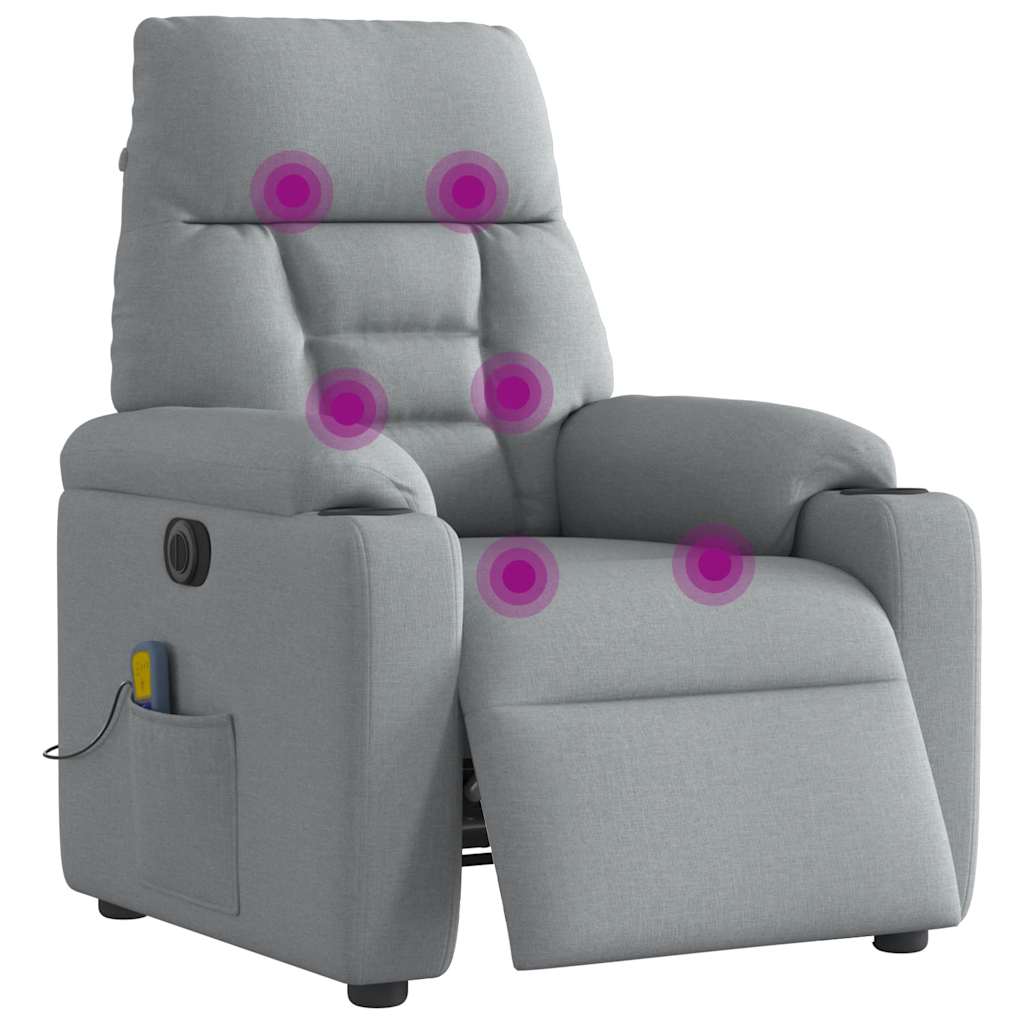 Fauteuil de massage inclinable électrique gris clair tissu