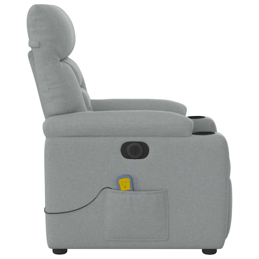 Fauteuil de massage inclinable électrique gris clair tissu