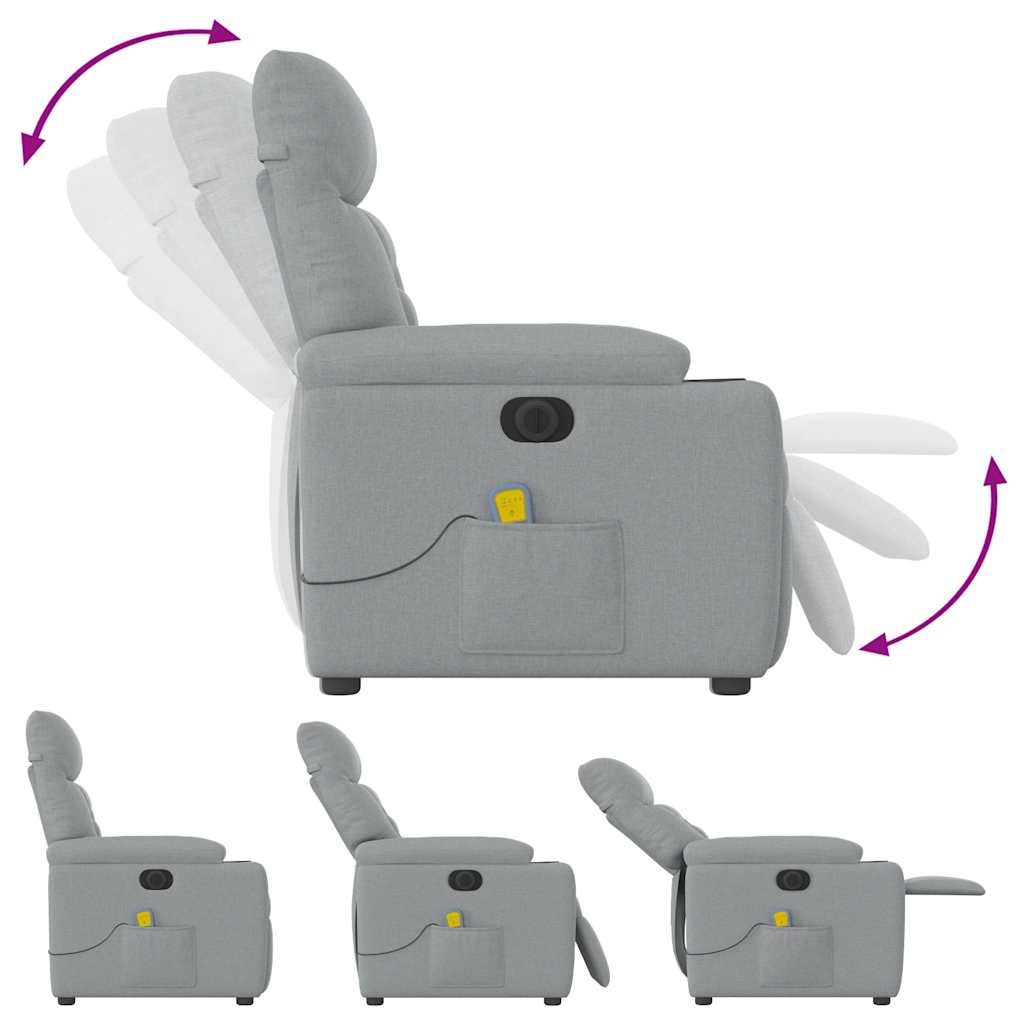 Fauteuil de massage inclinable électrique gris clair tissu
