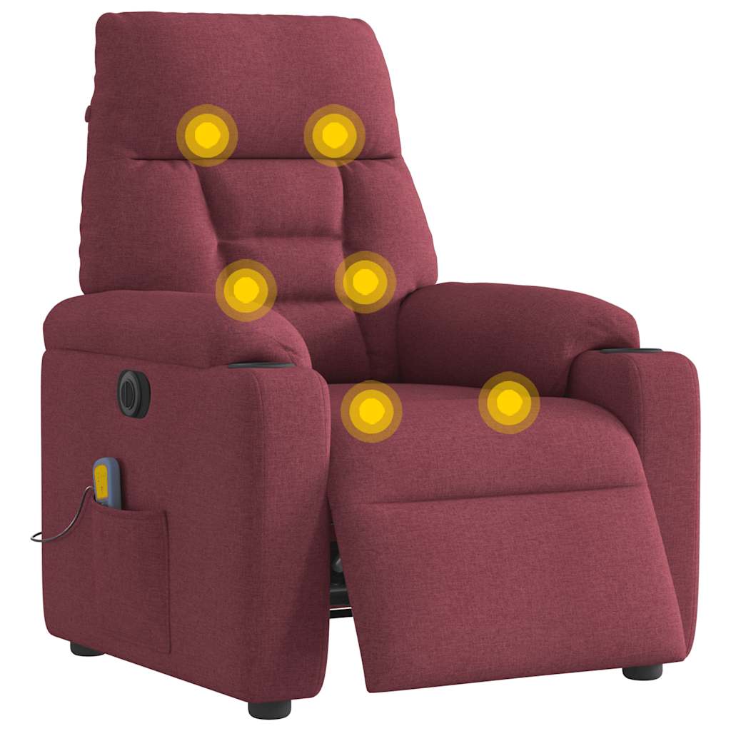 Fauteuil de massage inclinable électrique Rouge bordeaux Tissu