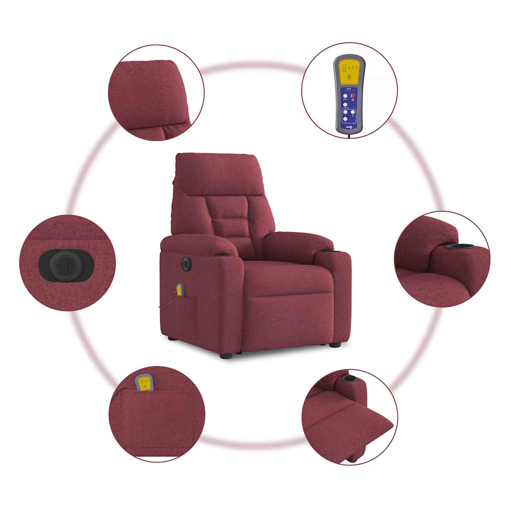 Fauteuil de massage inclinable électrique Rouge bordeaux Tissu