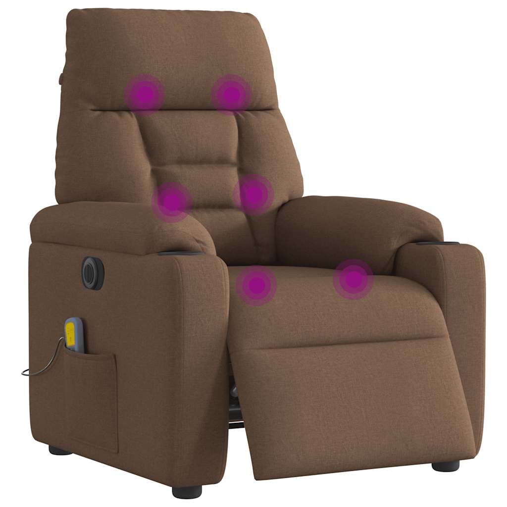 Fauteuil inclinable de massage électrique marron tissu Fauteuils vidaXL