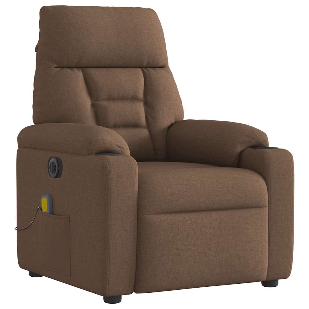 Fauteuil inclinable de massage électrique marron tissu Fauteuils vidaXL