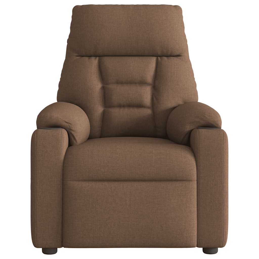 Fauteuil inclinable de massage électrique marron tissu Fauteuils vidaXL