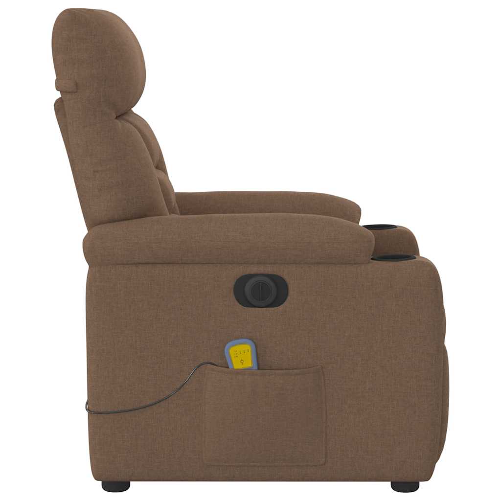Fauteuil inclinable de massage électrique marron tissu Fauteuils vidaXL