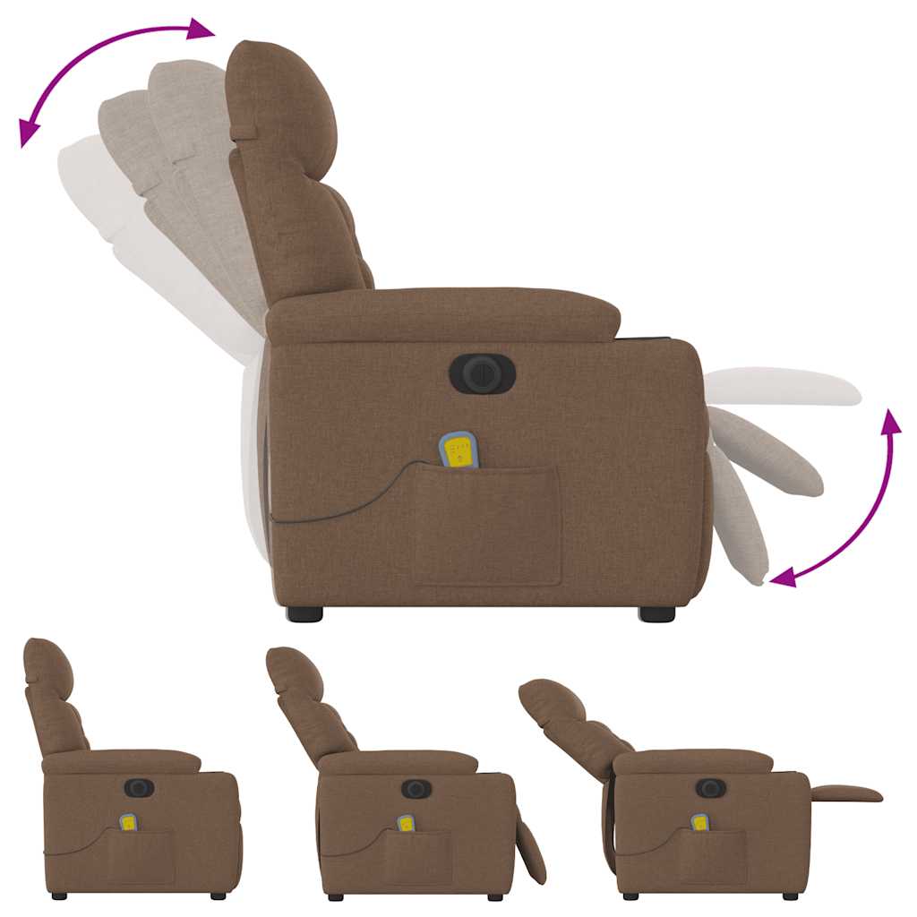 Fauteuil inclinable de massage électrique marron tissu Fauteuils vidaXL