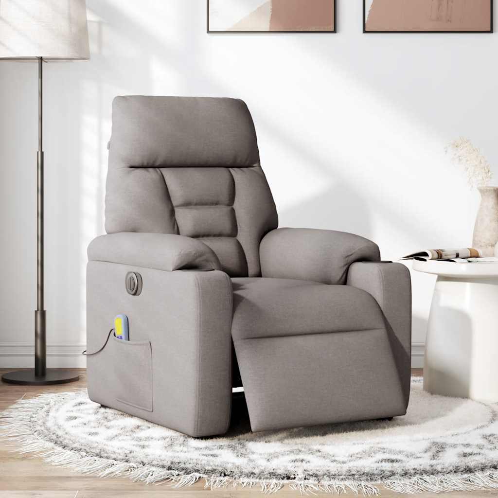Fauteuil de massage inclinable électrique Taupe Tissu Fauteuils vidaXL