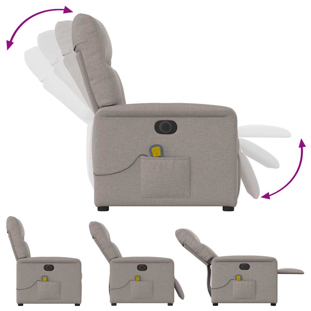 Fauteuil de massage inclinable électrique Taupe Tissu - XIOS